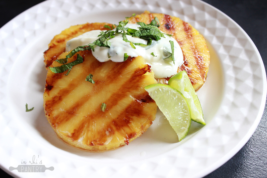 Grilled pineapple with lime yoghurt