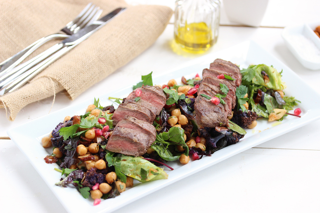 Moroccan steak and chickpea salad